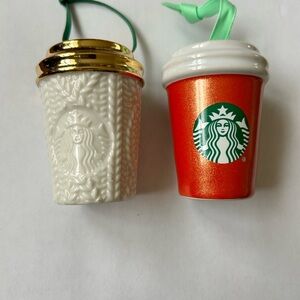 Starbucks White and Gold, Sparkly Red Cup Ornaments
